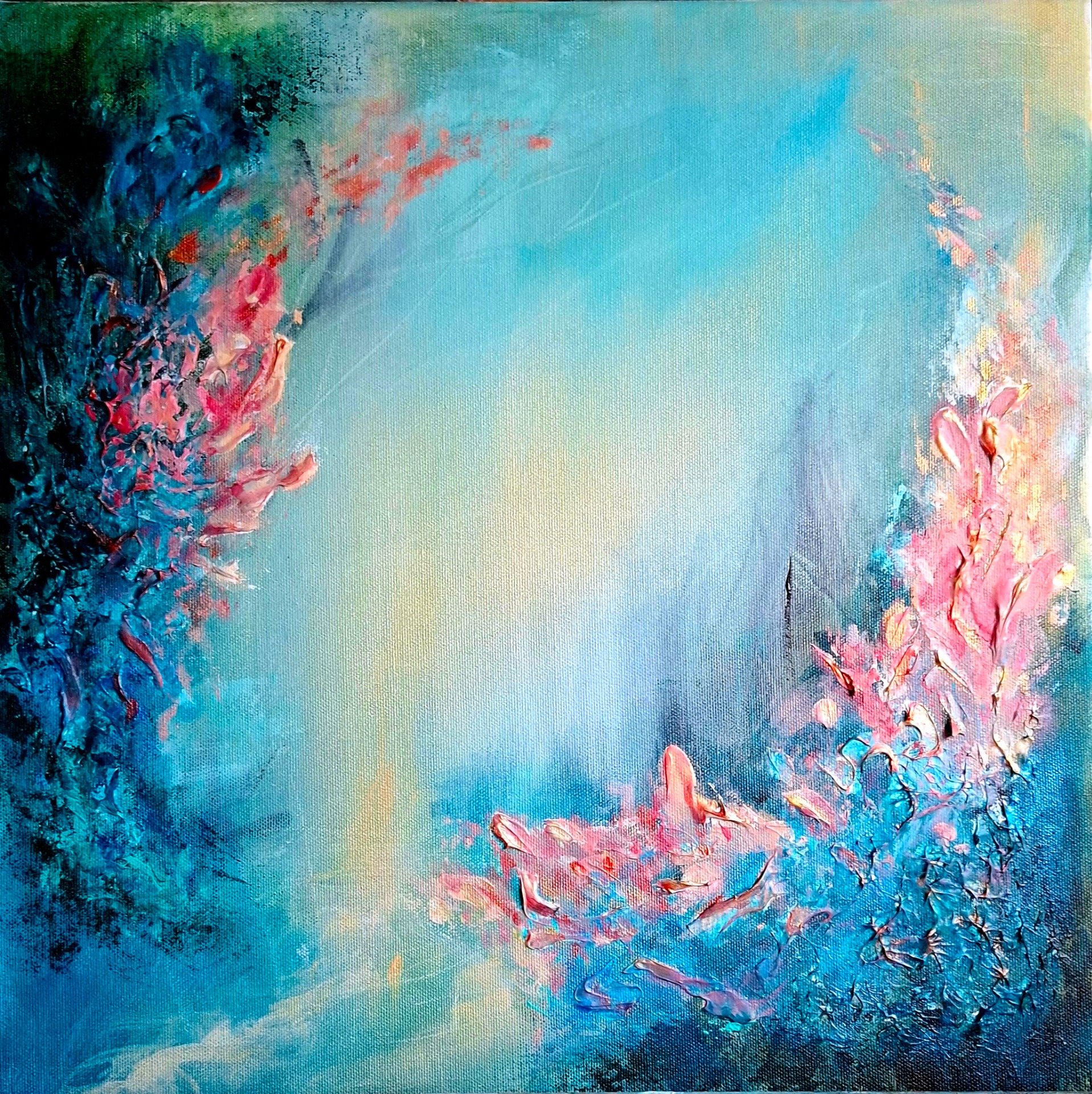 Maalaus viimeistelty kultamaalilla jolla saatu upea kullan hohto pintaan.